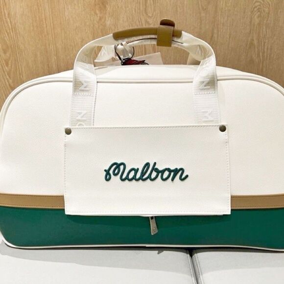Malbon Golf Green White Travel Duffle Bag Weekender Carry-On Shoulder Strap - Picture 2 of 10